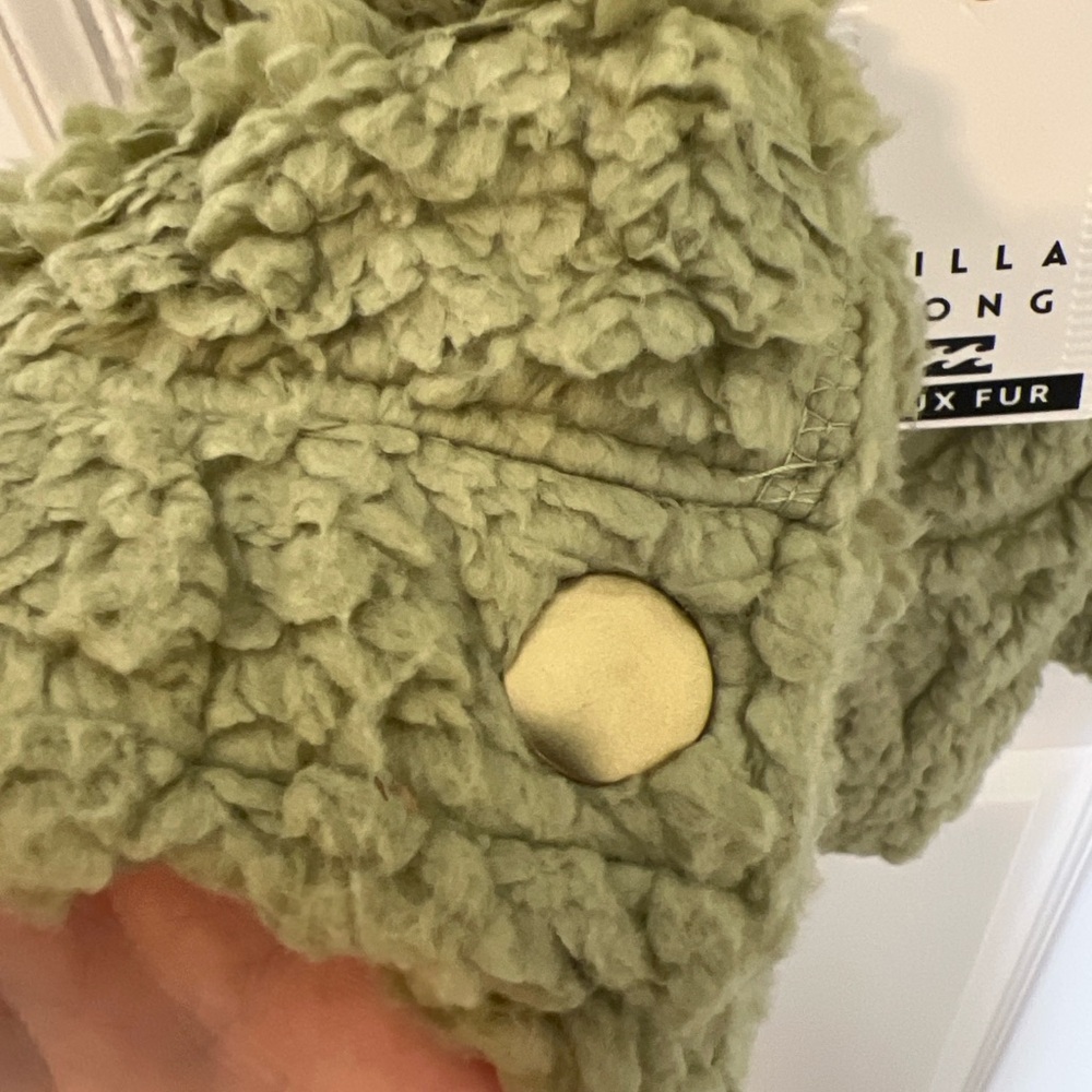 Billabong Sundown Faux Fur Sherpa Jacket Avocado Green NWT Size M Nordstrom - Picture 8 of 11